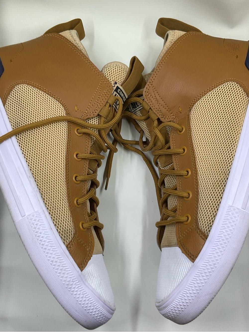 Converse Men’s Tan and Beige High-Top Sneakers - Picture 4 of 8